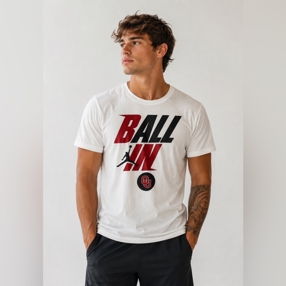 Nike Jumpman Ball In Oklahoma Sooners T-Shirt White Men’s XL OU